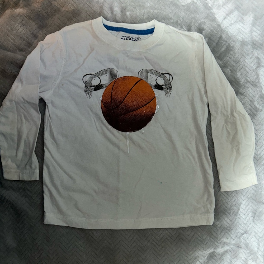 Old Navy White Long Sleeve Basketball Tee
